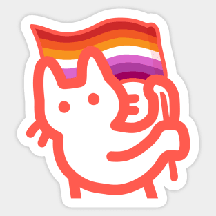 owie waving lesbian pride flag Sticker